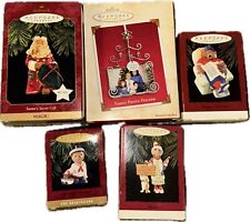 Lot Of 5 Keepsake Hallmark Christmas Ornaments Family Photo Holder Santa’s picture