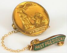 VINTAGE 10K YELLOW GOLD PAST PRESIDENT & GOLD FILL NFBPWC PIN AWARD WOMENS WORK picture