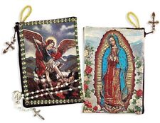 WOW Archangel Michael Icon Our Lady of Guadalupe Icon Rosary Tapestry Pouch Case picture