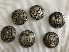 Six Peru Sterling Silver Buttons picture