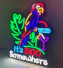 It’s 5 O’Clock Somewhere Neon Sign Parrot LED Light Tiki Bar Restaurant Signs picture