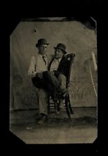 Two Men, One Sitting in Friends Lap Antique Tintype Photo, 1800s Gay Int Rare picture
