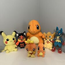 Big Lot Of Pokemon Plush Toys Pikachu Charmander Mega Lucario Torchic Litten picture