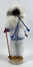 Vintage Native Art Eskimo Indian Art Doll Real Fur Trim Tribal Figurine 9” picture