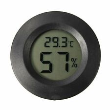 LCD Digital Cigar Humidor Hygrometer Thermometer Temperature Round Black Gauge picture