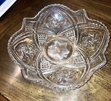 Vintage Cut Glass Fancy Round Fruit Bowl Serving Dish 9 inches wide picture