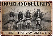 Vintage Native american Indian Poster Homeland Security Landscape Metal Sign Tin picture