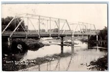 Belmont Iowa IA Postcard RPPC Photo View Of Iowa River Bridge 1916 Antique picture