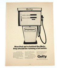 1972 Magazine Print Page Ad Getty Premium Gas New York Mets Baseball Sponsor picture