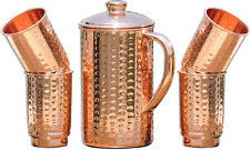HealthGoodsIn - Pure Copper Hammered Pitcher with 4 Copper Tumblers | Hammered picture