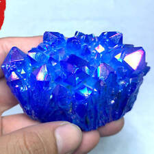 100g Big Natural Aura Blue Crystal Titanium VUG Quartz Cluster Specimen Coated picture