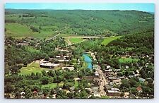 Postcard Livingston Manor New York Aerial View Willowemoc River Route 17 NY picture