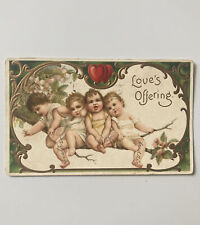 Valentine Fantasy Sweet Babies on Branch in Tree Art Posted 1909 Postcard picture