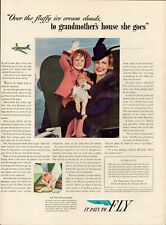 1939 Airlines Airplane Pays To Fly Fluffy Ice Cream Clouds Kid Vintage Print Ad picture