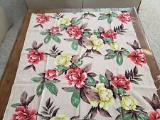Vintage 1940s-50s Floral Pattern Bark Cloth Panel 32” x 33” picture