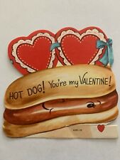 vtg Valentine card, 1950's, hot dog in bun, unusual  picture