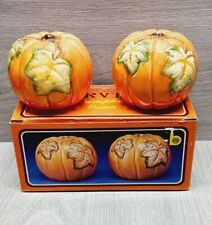 Vintage Brinn’s Thanksgiving Halloween 1994 pumpkin Salt and pepper Shakers picture