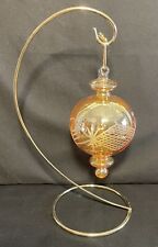 Vintage Collector's Etched Hand Blown Glass Ornament With Stand & Original Box  picture