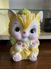 Vintage Brinn's Ceramic Yellow Cat Ornament Made in Japan Rare picture