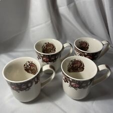 Set of 4 Johnson Bros His Majesty Turkey Coffee Tea Cocoa Mugs  England Holidays picture
