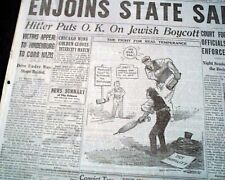 JEWISH HOLOCAUST Begins Germany Nazis BOYCOTT Jews Shops Raided 1933 Newspaper picture