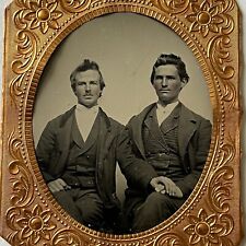 Antique Tintype Photograph Affectionate Handsome Young Men Holding Hands Gay Int picture