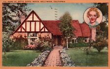 North Hollywood California CA Bette Davis Home House Linen Vintage Postcard picture