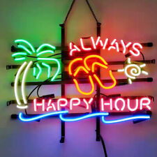 Always Happy Hour Neon Sign Real Glass Home Beer Bar Wall Decor 24x20 picture