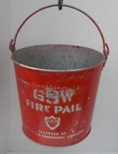 Antique GSW Red Fire Pail Galvanized Steel Round Bottom Collectible Pre-owned picture