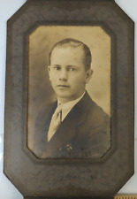 Vintage Photo 1920's, Handsome Man Posed Portrait, In Cardstock Frame, 5x8 picture