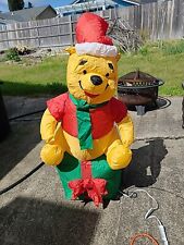 Disney WINNIE THE POOH ON PRESENT CHRISTMAS Airblown Inflatable 2009 GEMMY.  4ft picture