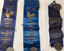 3 Vintage County Fair Ribbons Poultry Awards  23 -26 Wyandot Upper Sandusky FAIR picture