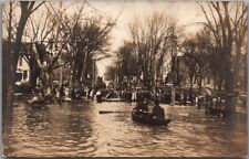 1910s RPPC Real Photo Postcard FLOOD SCENE Street View / Boat - City Unknown picture