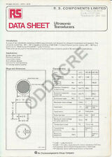ULTRASONIC TRANSDUCERS RADIOSPARES 1978 DATA SHEET 307-351 307-367 picture