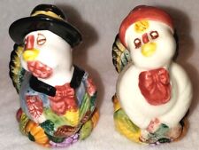  Mr & Mrs  Tom Turkey Thanksgiving Ceramic Whimsical Salt and Pepper Shakers   picture