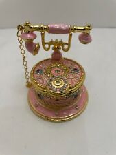 Old Fashion Antique Phone Hand Painted Mini Bejeweled Hinged Trinket Jewelry Box picture