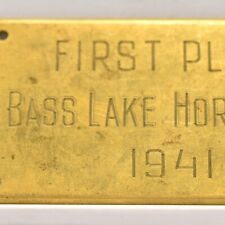 Vintage 1941 First Place Lake Bass Horseshow Horse Show Competition Metal Plaque picture