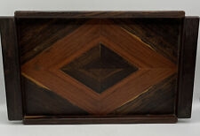 RARE Don S. Shoemaker Inlaid Wood Table Tray Serving Diamond Shaped W Handles picture