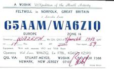QSL 1966 G5AAM   England W2GHK   radio card    picture
