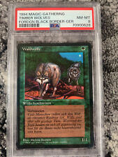 PSA 8 NM-MT 1994 Magic Gathering Timber Wolves, Forest Wolves Foreign Black Borders picture