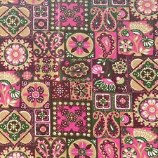Vintage 70s Psychedelic PAISLEY Blockprint Polyester Knit Fabric 63