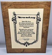 1969 Political Party Corruption Scandal Newspaper Journalism Plaque Award LI NY picture