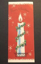 Vintage Holiday Christmas Greeting Card Paper Collectible White Candle picture