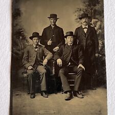Antique Tintype Group Photograph Handsome Dapper Young Men Wild West picture