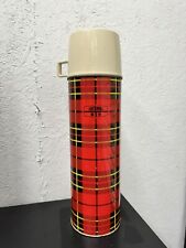 Vintage 1973 King-Seeley Thermos Red and Black Plaid Metal Vacuum Bottle VTG picture