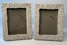 Vintage White Wicker Picture Frames Boho Cottagecore 5x7 inches Set Of 2 picture