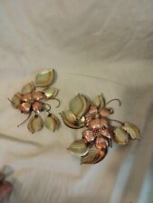 VINTAGE COPPER AND BRASS HOME INTERIOR WALL HANGING DOGWOOD BLOOMS picture