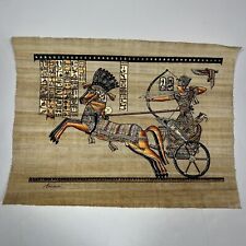 Egyptian Papyrus Paper Handmade Painting “ Ramses On Chariot” Size 16.5”x12” picture