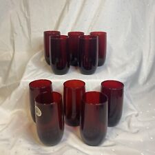 Set 10 Vintage 1940s Anchor Hocking ROYAL RUBY Roly Poly Red Glass 5” Tumbler picture