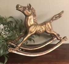 Vintage Solid Brass Rocking Horse Figurine 7.5”x6” picture
